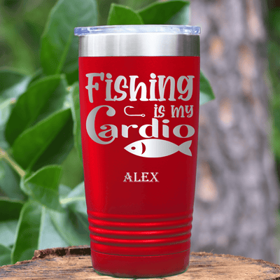 Red Fishing Tumbler With Fishing Cardio Design