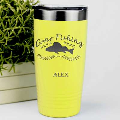 Yellow Fishing Tumbler With Fishing For The Day Design