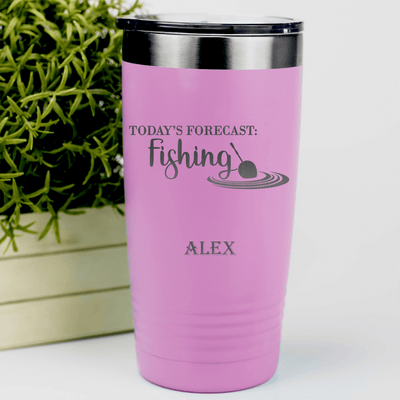 Pink Fishing Tumbler With Fishing Forecast Design