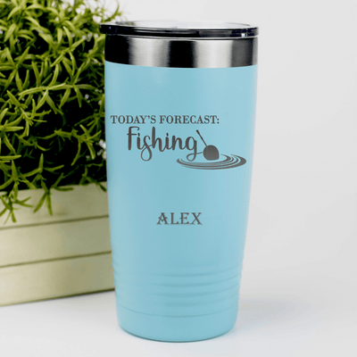Teal Fishing Tumbler With Fishing Forecast Design