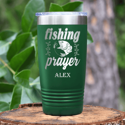 Green Fishing Tumbler With Fishing Prayer Design