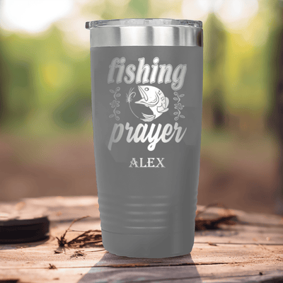 Grey Fishing Tumbler With Fishing Prayer Design