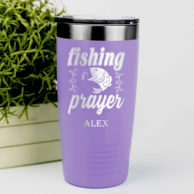 Light Purple Fishing Tumbler With Fishing Prayer Design