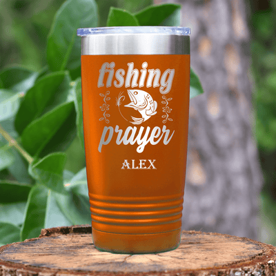 Orange Fishing Tumbler With Fishing Prayer Design