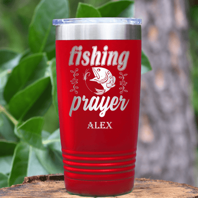 Red Fishing Tumbler With Fishing Prayer Design