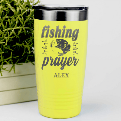 Yellow Fishing Tumbler With Fishing Prayer Design