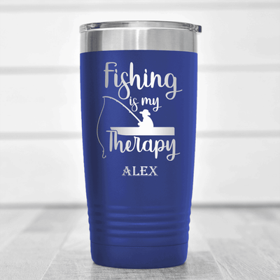Blue Fishing Tumbler With Fishing Therapy Design