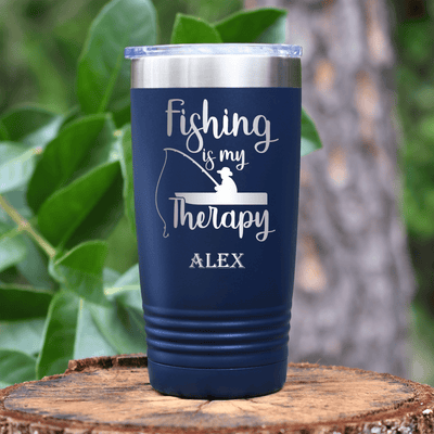 Navy Fishing Tumbler With Fishing Therapy Design