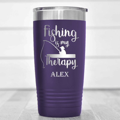 Purple Fishing Tumbler With Fishing Therapy Design