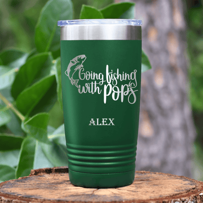 Green Fishing Tumbler With Fishing With Pops Design