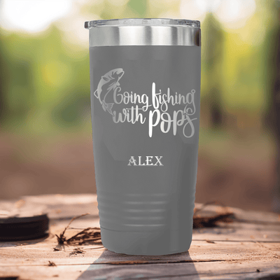 Grey Fishing Tumbler With Fishing With Pops Design