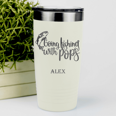 White Fishing Tumbler With Fishing With Pops Design