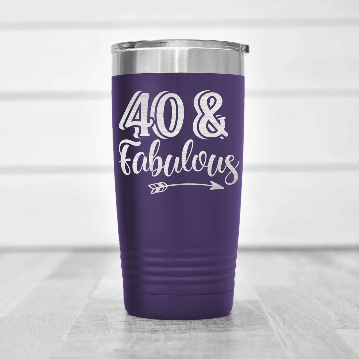 Purple Birthday Tumbler With Fourty And Fabulous Design
