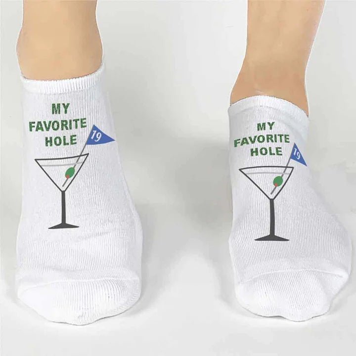 Unique Personalized 19th Hole Golf Socks Customized Socks Gifts for Men by Groovy Guy