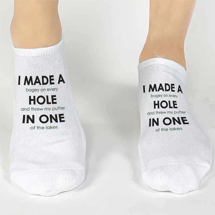 Unique Personalized Funny Hole In One Golf Socks Customized Socks Gifts for Men by Groovy Guy