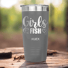 Grey Fishing Tumbler With Girls Fish Design
