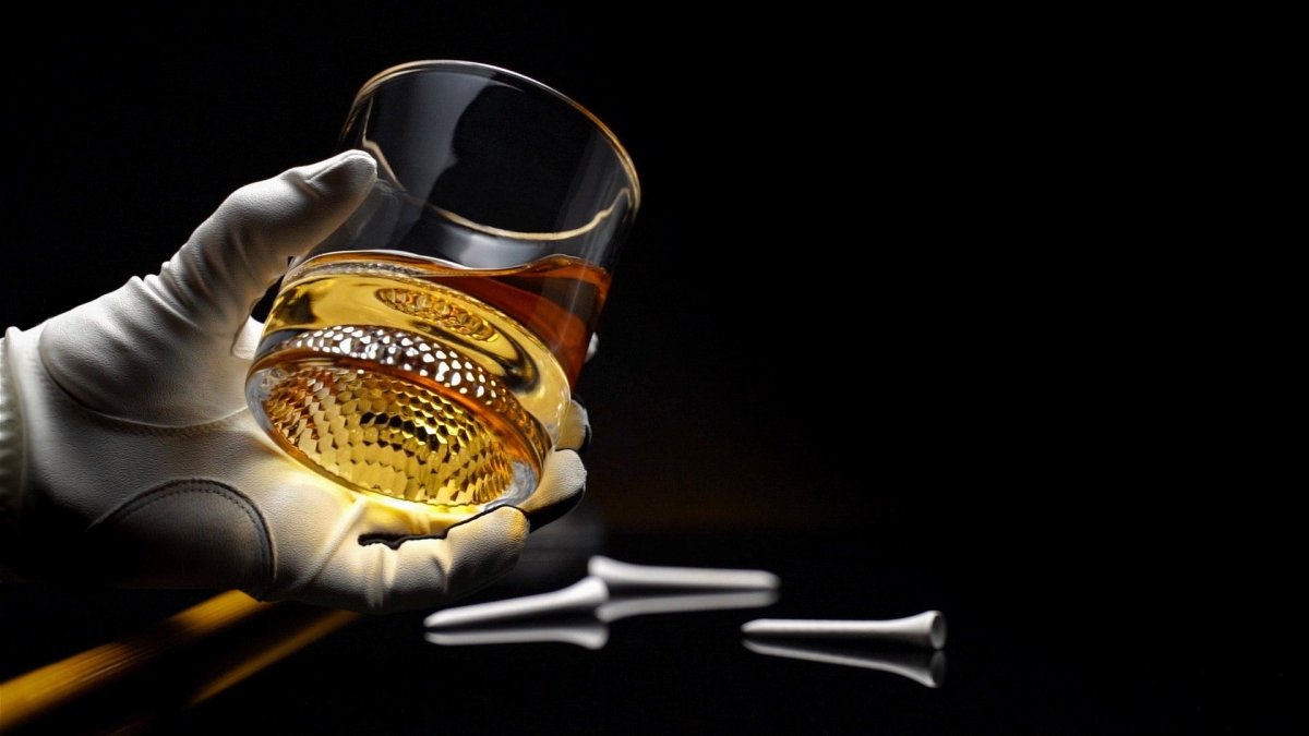 Unique Personalized Golf Ball Whiskey Glasses Set of 4 Customized Drinkware Gifts for Men by Groovy Guy