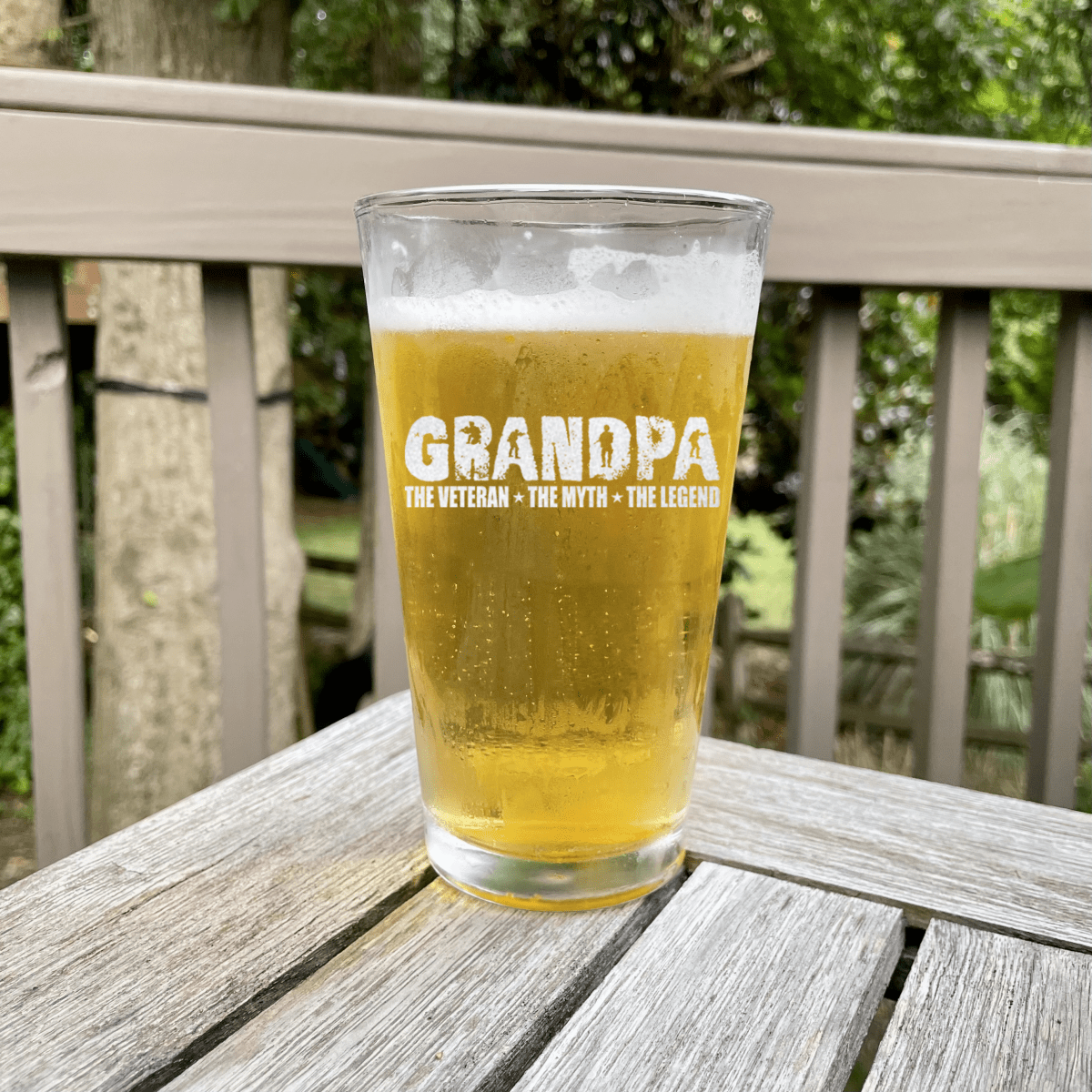Unique Personalized Grandpa Vet Myth Legend Pint Glass Customized Military Retirement Pint Glasses Gifts for Men by Groovy Guy