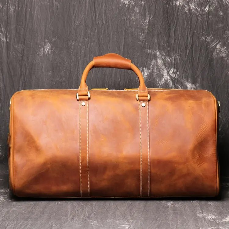 Unique Personalized Luxe Leather Duffel Bag Customized Duffle Bag Gifts for Men by Groovy Guy