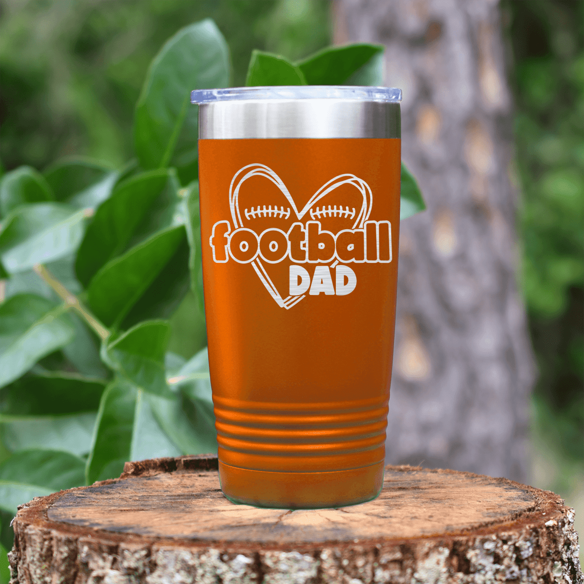 Orange football tumbler Heartfelt Football Dad