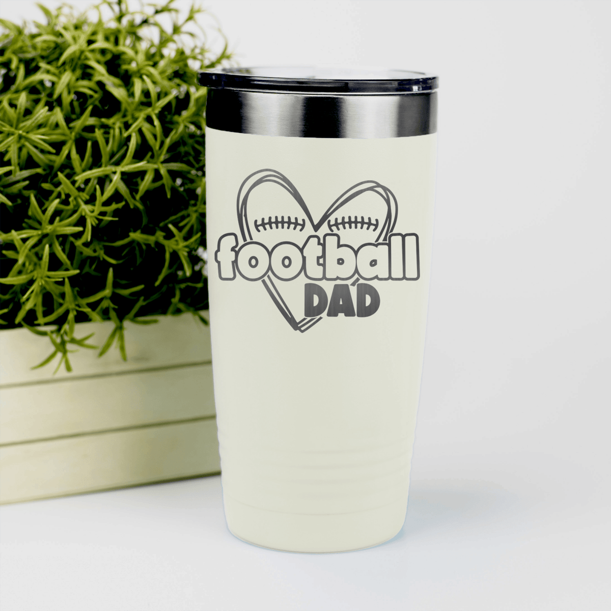 White football tumbler Heartfelt Football Dad