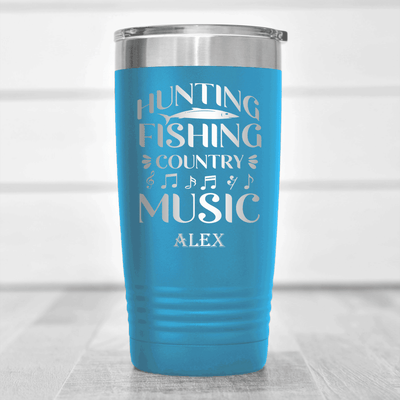 Light Blue Fishing Tumbler With Hunting Fishing And Country Music Design