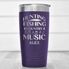 Purple Fishing Tumbler With Hunting Fishing And Country Music Design