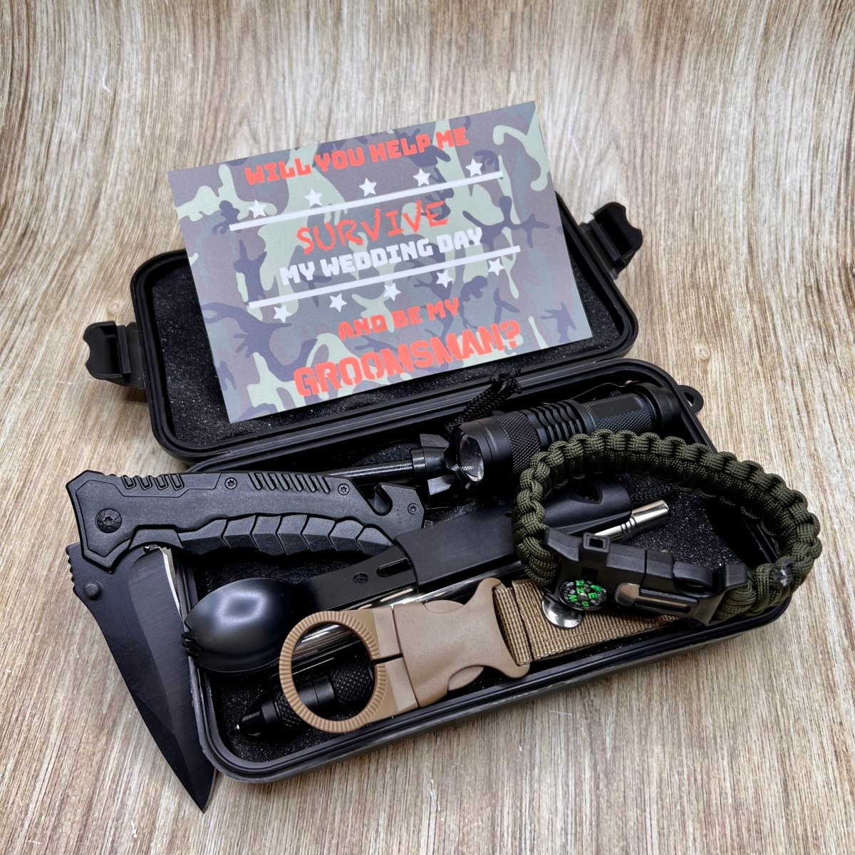 Unique Personalized Survival Groomsman Proposal Set Customized Gifts for Men by Groovy Guy