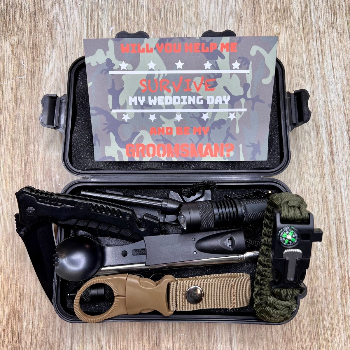 Unique Personalized Survival Groomsman Proposal Set Customized Gifts for Men by Groovy Guy