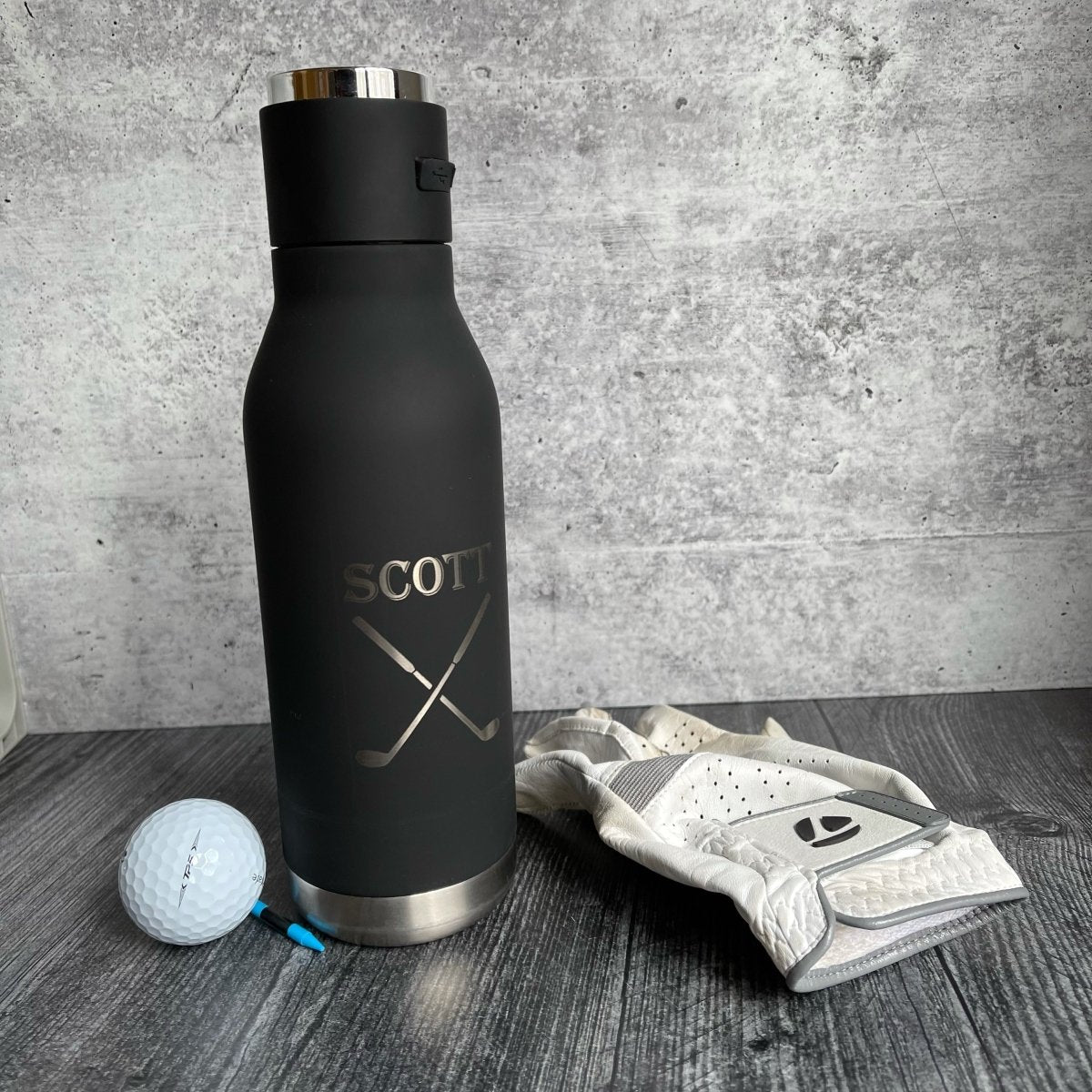 Unique Personalized Golf Water Bottle & Speaker Customized Gifts for Men by Groovy Guy