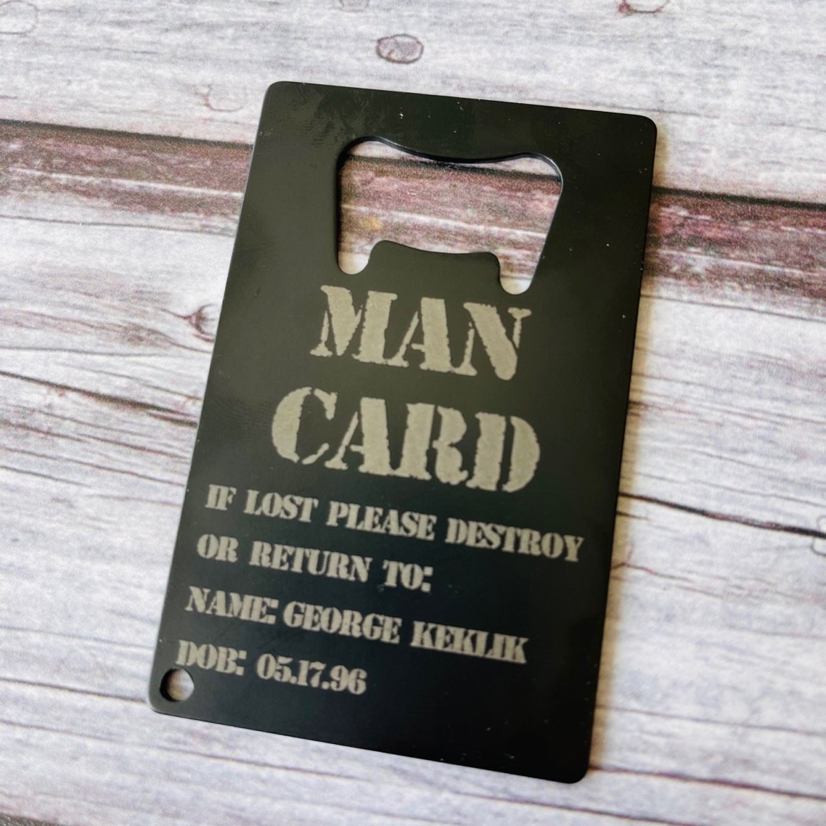Unique Personalized Man Card Customized Bottle Openers Gifts for Men by Groovy Guy
