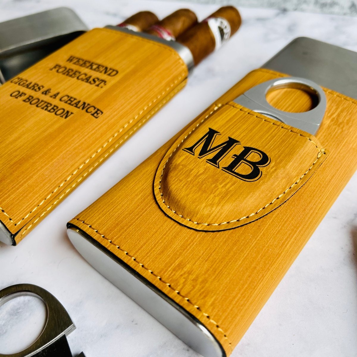 Unique Personalized Engraved Cigar Travel Case Customized Cigar Case Gifts for Men by Groovy Guy