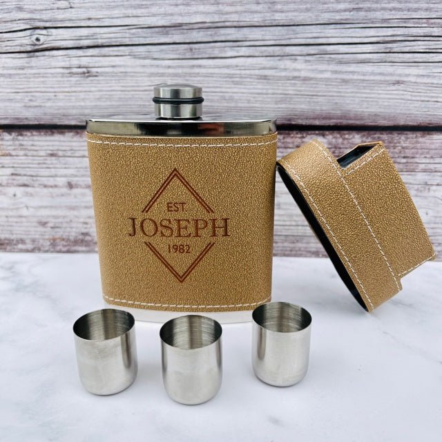 Unique Personalized Trifecta Flask Customized Gifts for Men by Groovy Guy