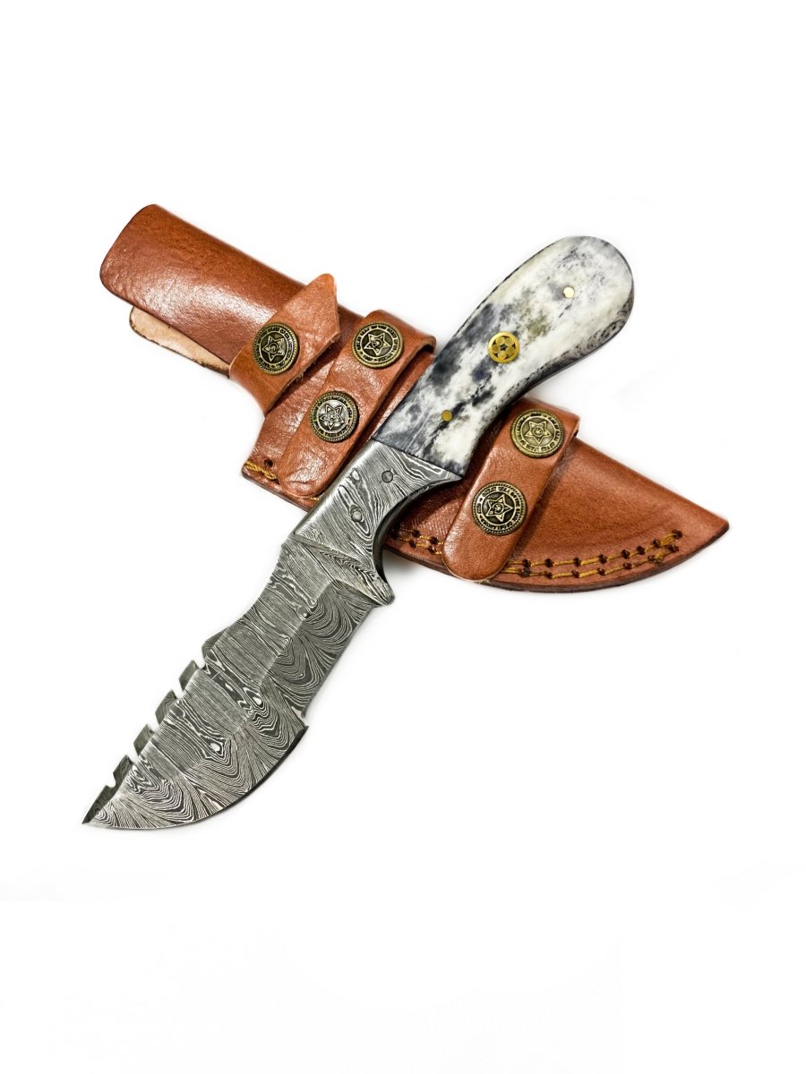 Unique Personalized Compact Tracker Customized Damascus Knife Gifts for Men by Groovy Guy