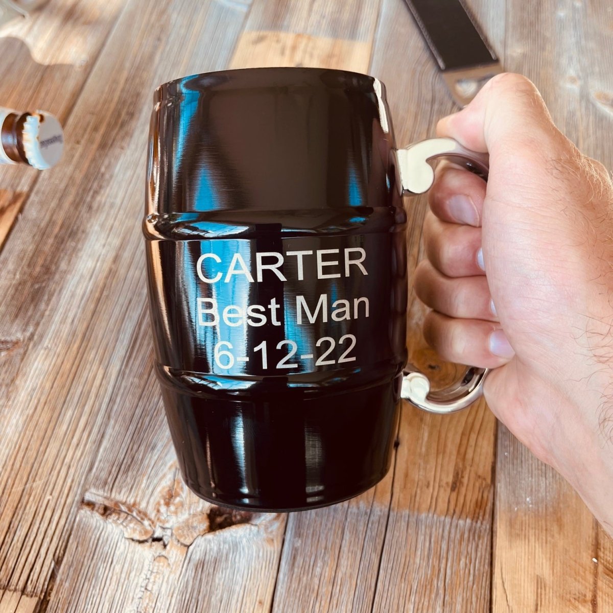 Unique Personalized Stainless Steel Personalized Beer Mug | Groomsmen and Best Man Gift Customized Bar Gifts for Men by Groovy Guy