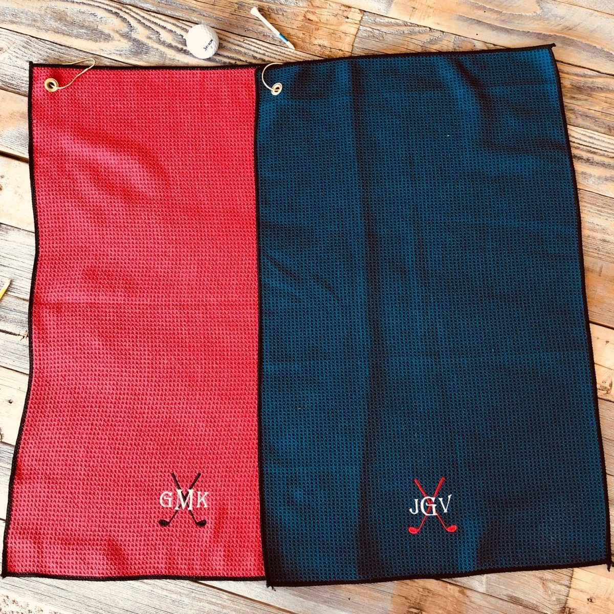 Unique Personalized Tee Time Custom Waffle Towel Customized Golf Towel Gifts for Men by Groovy Guy