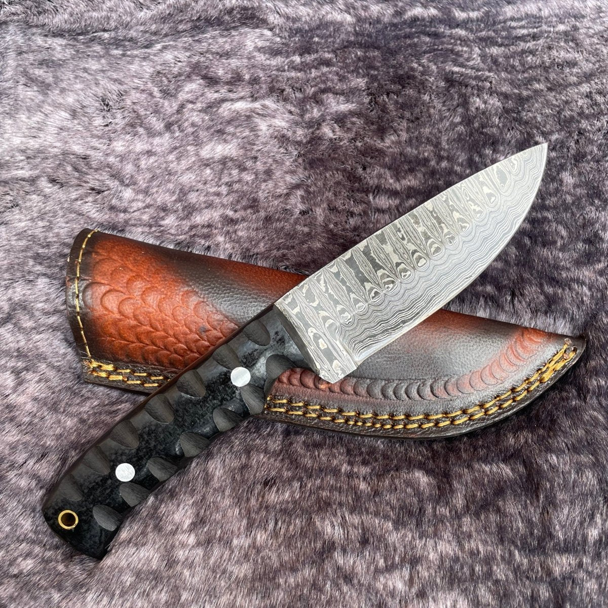 Unique Personalized Black Micarta Damascus Customized Damascus Knife Gifts for Men by Groovy Guy