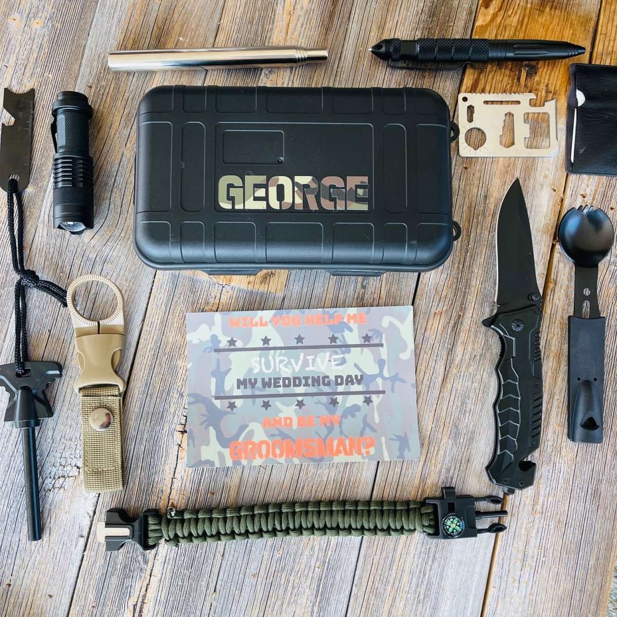 Unique Personalized Survival Groomsman Proposal Set Customized Gifts for Men by Groovy Guy