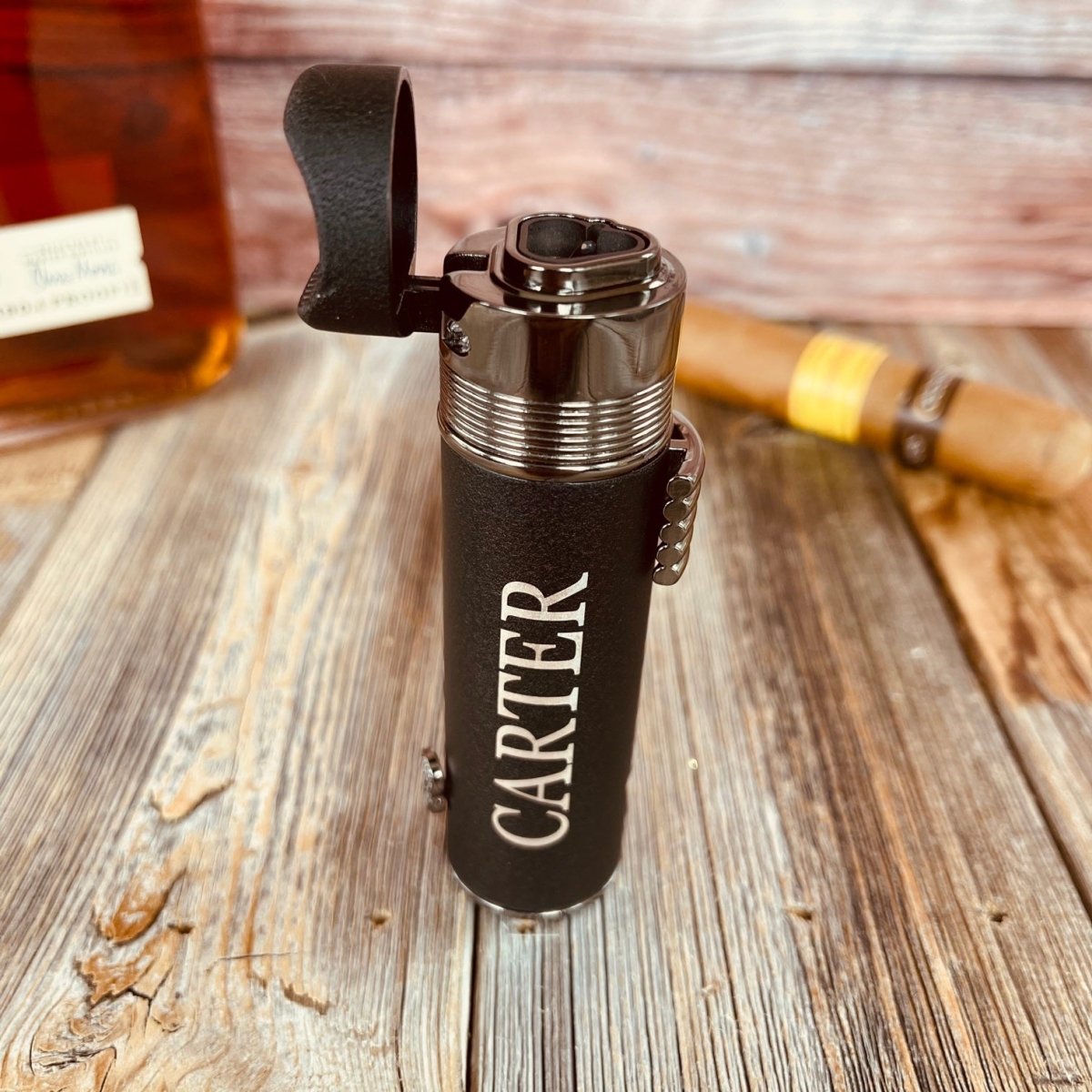 Unique Personalized Triple Threat Personalized Cigar Lighter Customized Cigar Gifts for Men by Groovy Guy
