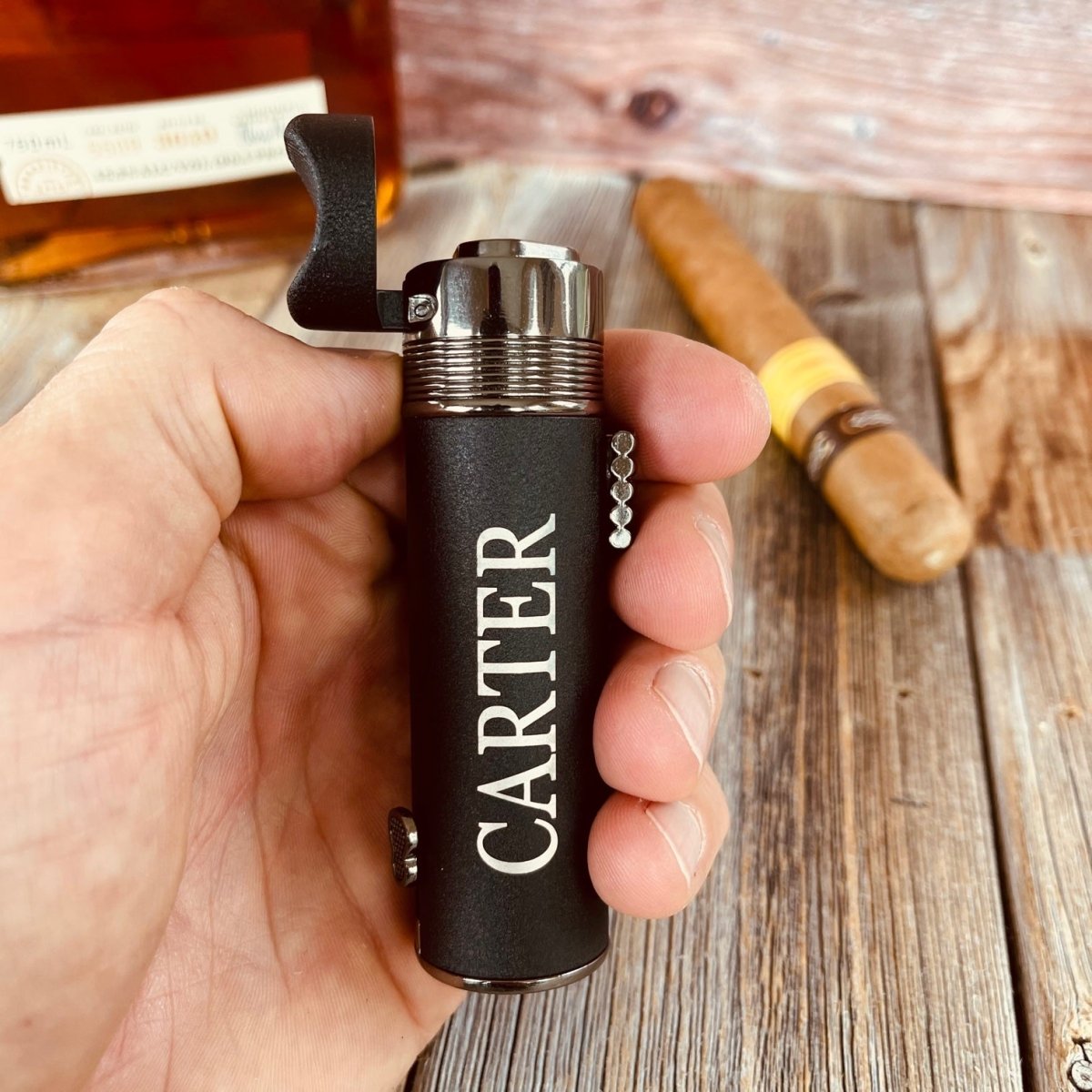 Unique Personalized Triple Threat Personalized Cigar Lighter Customized Cigar Gifts for Men by Groovy Guy