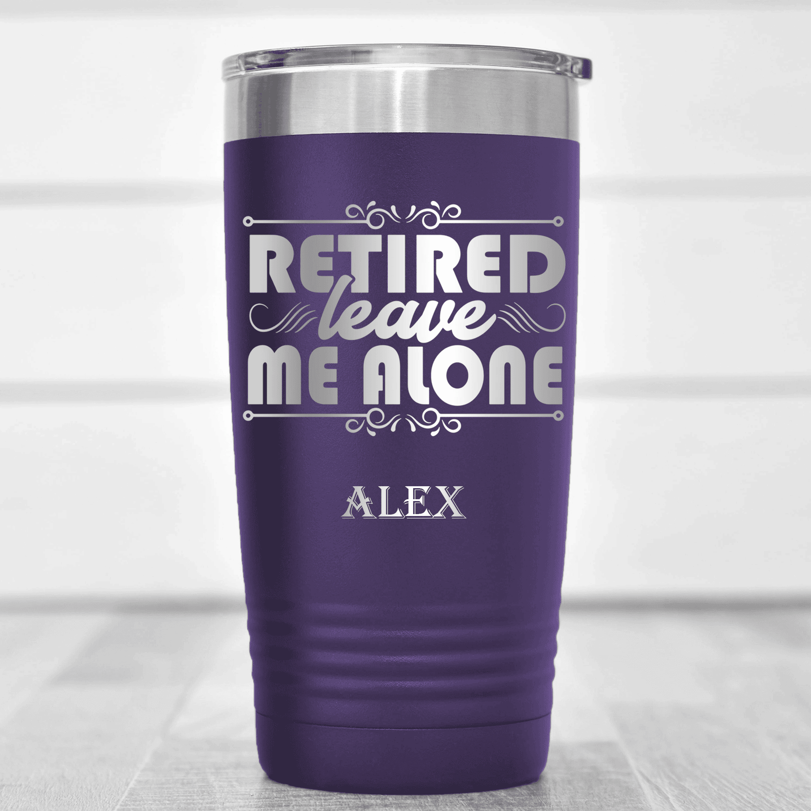 Purple Retirement Tumbler With Im Retired Leave Me Alone Design