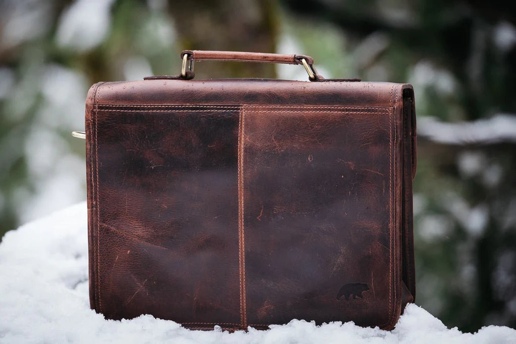 Unique Personalized Top Grain Buffalo Leather Briefcase Customized Messenger Bag Gifts for Men by Groovy Guy