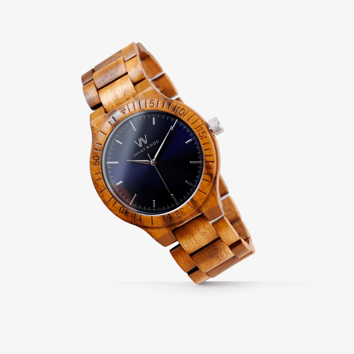 Unique Personalized Navy Rose Wood Watch Customized Watches Gifts for Men by Groovy Guy