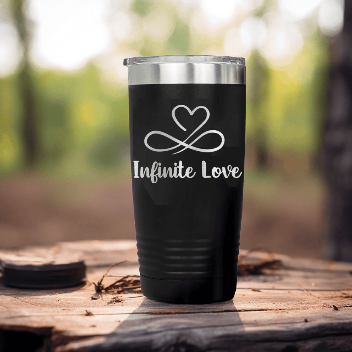 Black Valentines Day Tumbler With Infinite Love Design