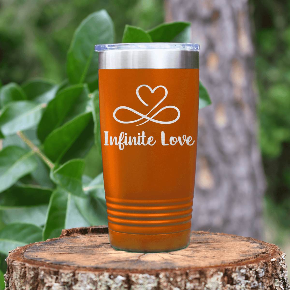 Orange Valentines Day Tumbler With Infinite Love Design