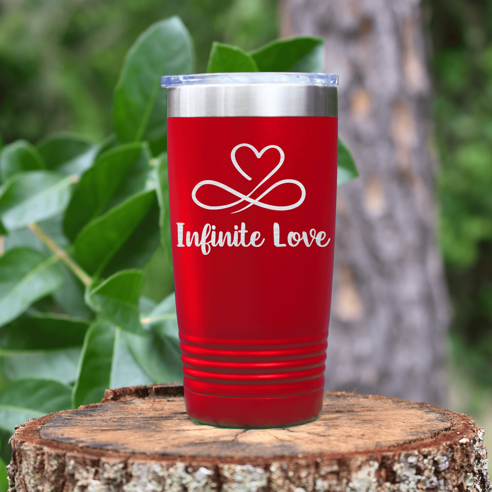 Red Valentines Day Tumbler With Infinite Love Design