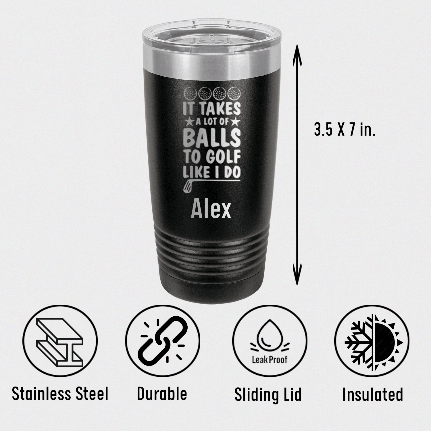 Unique Personalized It Takes Balls To Golf Like I Do Tumbler Customized Golf Tumblers Gifts for Men by Groovy Guy