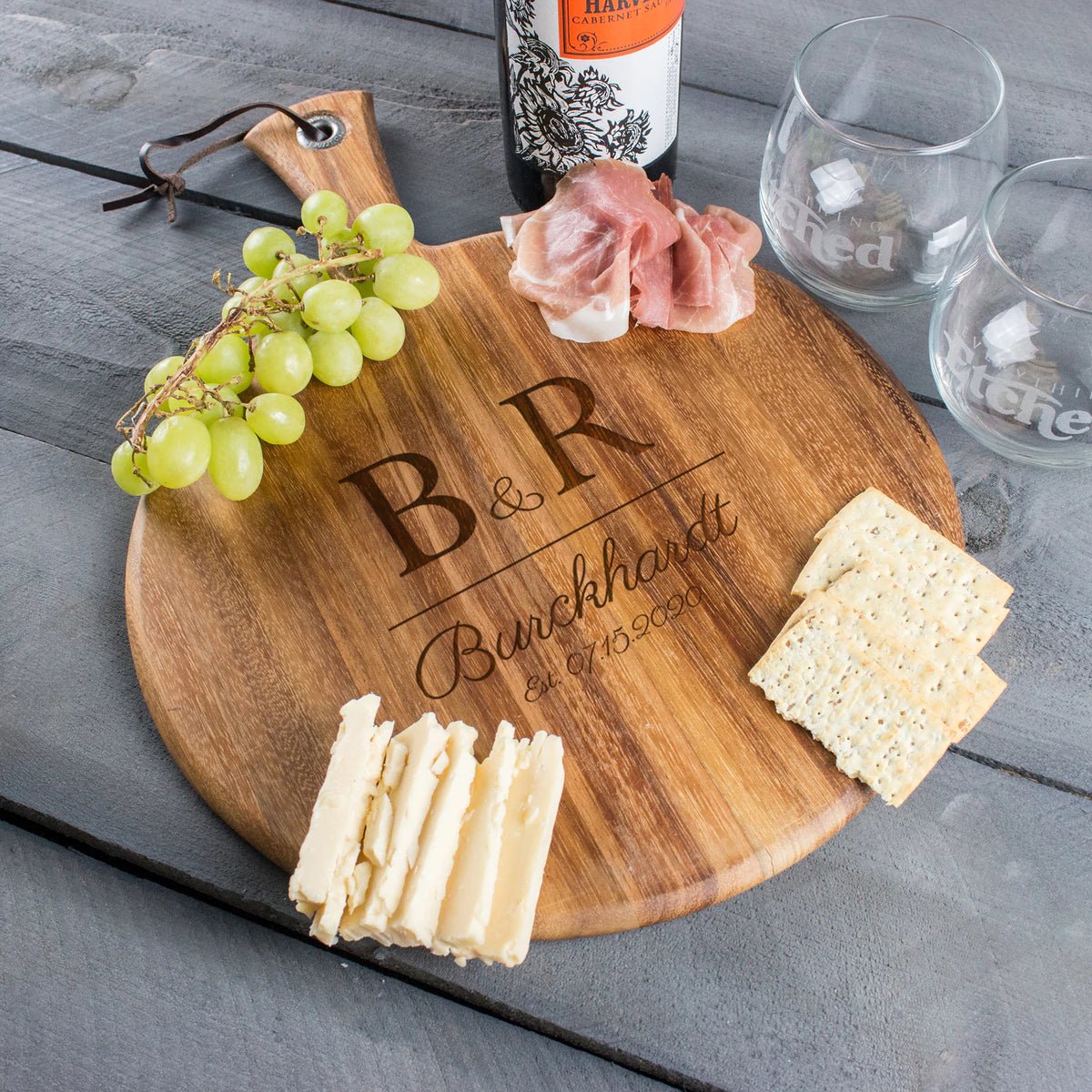 Unique Personalized Love Established Cheese Board - Design: L2 Customized Cutting Board Gifts for Men by Groovy Guy