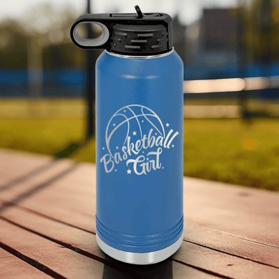 Blue Basketball Water Bottle With Lady Of The Court Design