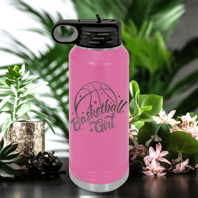 Pink Basketball Water Bottle With Lady Of The Court Design
